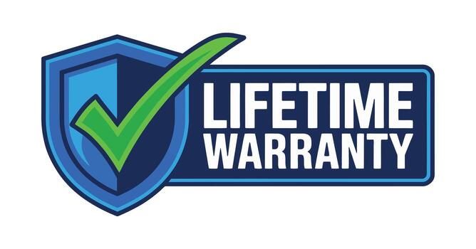 Shield with Check Mark and Lifetime Warranty Text for Product Guarantee and Assurance of Quality and Durability vector