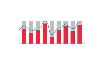animado vermelho Barra gráfico mostrando dados indo acima e abaixo. adequado para Encontros, apresentações e negócios. video