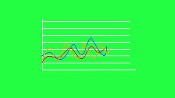 animado Barra gráfico mostrando dados indo acima e baixa dentro verde tela fundo. adequado para Encontros, apresentações e o negócio promo video