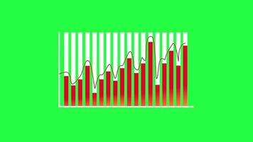 animado bar grafico demostración datos yendo arriba y abajo en verde pantalla antecedentes. adecuado para reuniones, presentaciones y oficina espacio. video