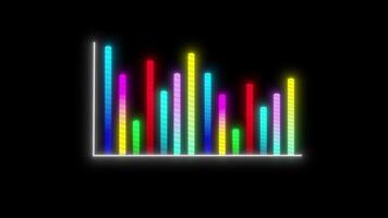 Glowing animated bar graph showing data going up and down in Black Background. Suitable for meetings, presentations and business promo. video