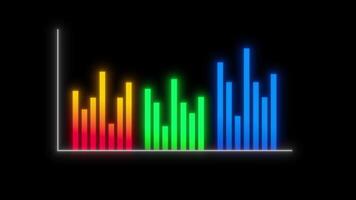 Animated bar graph showing data going up and down in Black Background. Suitable for meetings, presentations and business video