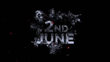 2 ° giugno Fumo testo con raggiante brace, la creazione di un' unico e atmosferico visivo video