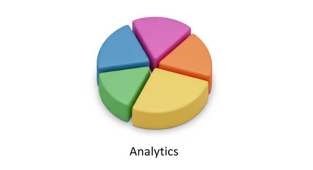 Colorful 3 D Pie Chart with Analytics Text data statistics photo