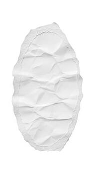 Torn crumpled white paper isolated on white background photo