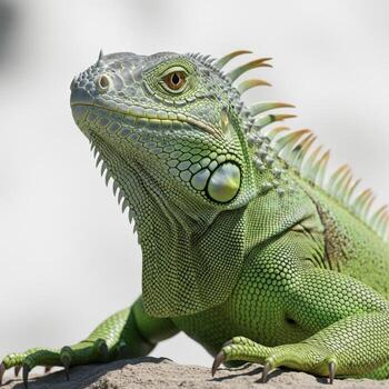 Green iguana lizard reptile close up portrait photo