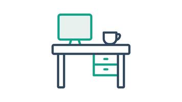 Desk icon animated. animated icon related to furniture. suitable for user interface, provide visual feedback and more. alpha channel, transparent background video