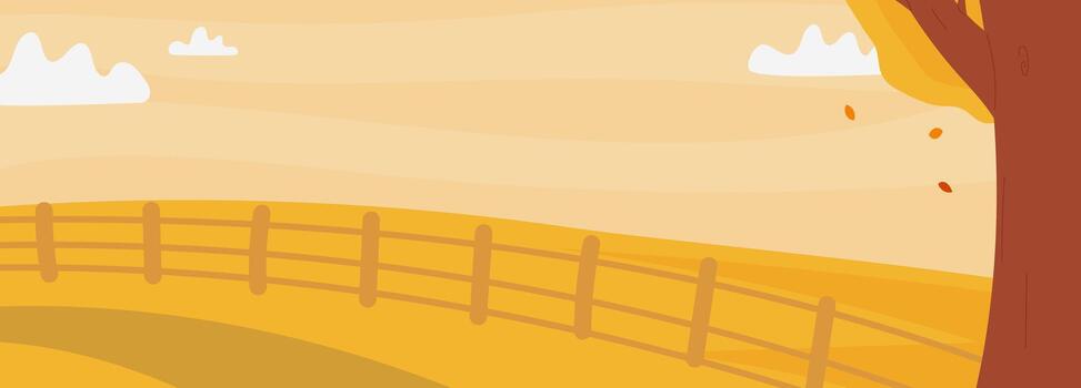 Horizontal fall background with autumn landscape and copy space for text. illustration for flyer, banner, or greeting card vector