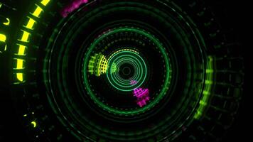 grön och rosa rörelse inuti reaktor med pulserande neon energi bakgrund vj slinga i 4k video