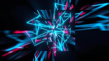 cyan och rosa laser visa i oändlig rutig tunnel bakgrund vj slinga i 4k video