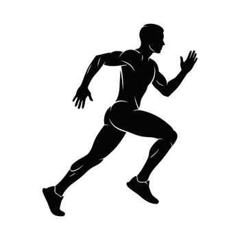 Art of silhouette of a male athlete running, isolated on white background vector