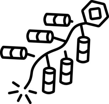 A linear style icon representing firecrackers vector