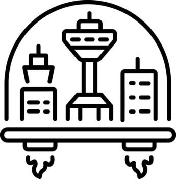 A linear style icon representing space colony vector