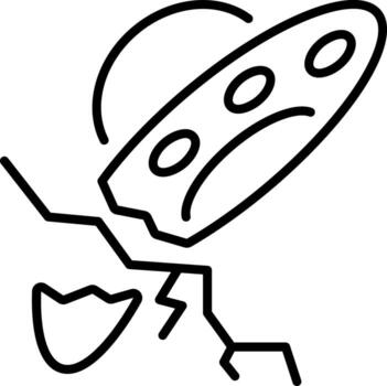 A linear style icon representing spaceship crash vector