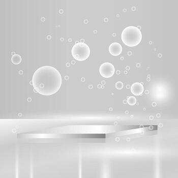 Abstract background with round podium and bubbles. illustration for your design vector