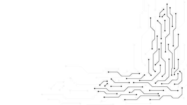 Technology circuit board electronic banner isolated on transparent background. Cpu, motherboard, semiconductor, and computer processor concept vector