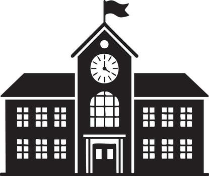 detallado ilustración de un clásico colegio edificio con arquitectónico elementos y rodeando jardines prestados en un vibrante cmyk color paleta vector