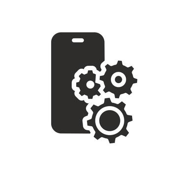 download configuration and install on phone, setting up applications on a mobile phone, icon, flat illustration vector
