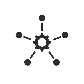 framework or technology development, data integration icon, software or api, flat illustration vector