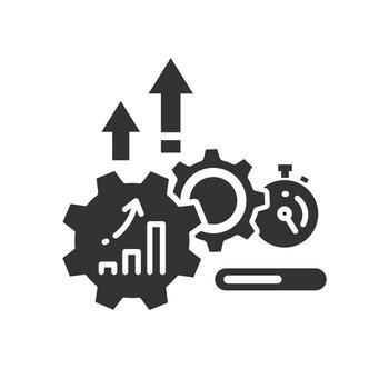 optimization operation, process management icon, fix strategy industry, software update status, flat illustration vector