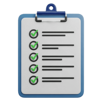 bereiken project succes gebruik makend van een checklist met groen vinkjes, perfect voor bedrijf presentaties, opleiding materialen, en werkwijze documentatie png