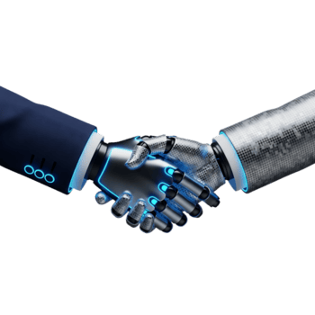 futuristische handdruk tussen menselijk en robot symboliseert tech innovatie, samenwerking, en de dageraad van ai in bedrijf overeenkomsten png