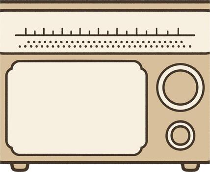 Retro tabletop radio with speaker dial and tuner marks vector
