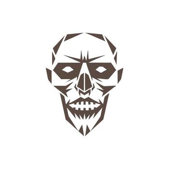 Geometric Skull with Angular Features and Dark Brown Tones on White Background head skeleton vector