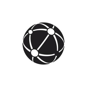 Black network globe icon with connected nodes on white background world connection vector