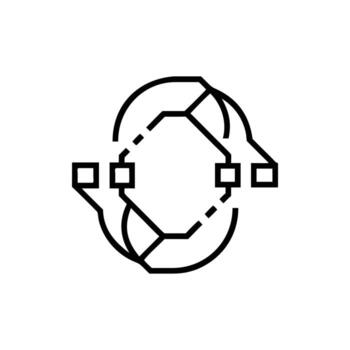 Abstract interconnected geometric shapes with square nodes and lines connection network vector