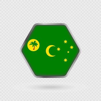 cocos islas bandera en un hexágono marco. vector