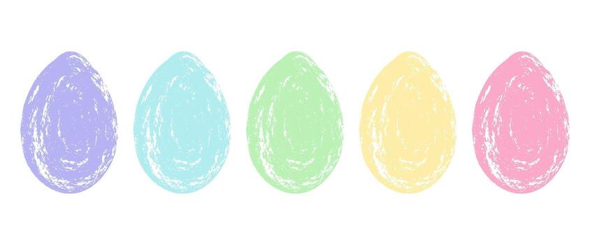 Pastel coloured Easter eggs with a grunge texture. Abstract and minimalist design with a vintage artistic touch vector