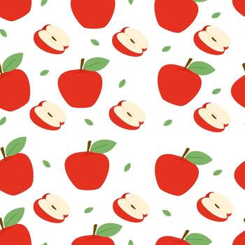 modelo con todo rojo manzanas y rebanadas vector