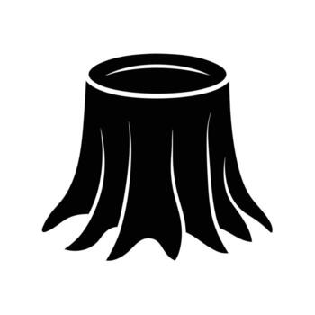 Tree Stump Silhouette with Thin Line Artistic Style Isolated on White Background vector