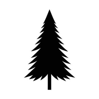 pino árbol silueta con denso triangular forma aislado en blanco antecedentes vector