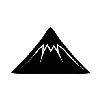 Volcano Silhouette with Wide Base Triangular Peak Isolated on White Background vector