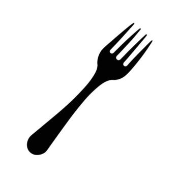 Fork Silhouette with Smooth Curves Minimal Style Isolated on White Background vector