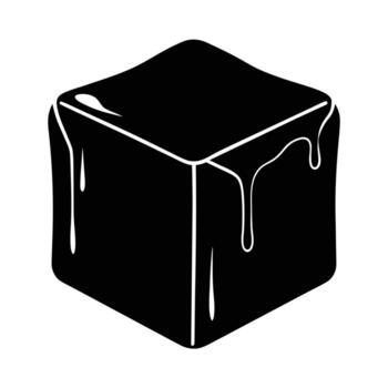 Ice Cube Silhouette with Simple Outline Minimal Style Isolated on White Background vector