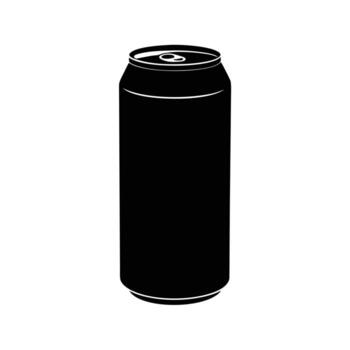 Soda Can Silhouette in Flat Minimal Style Isolated on White Background vector
