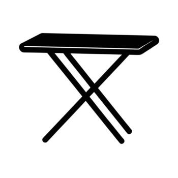 Functional Folding Table Silhouette with Bold Outline Design Isolated on White Background vector