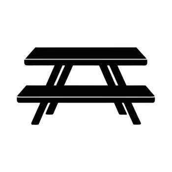 Rustic Picnic Table Silhouette in Flat Minimal Style Isolated on White Background vector