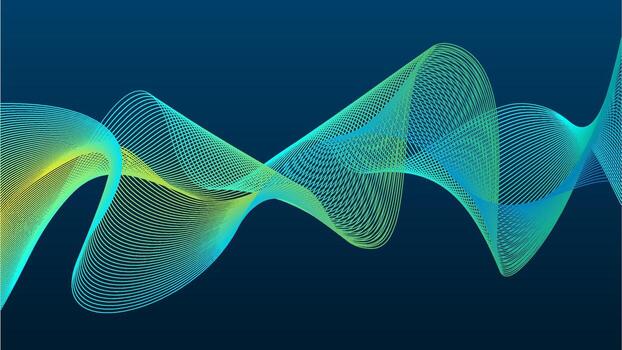 moderno ondulado líneas con vistoso brillante suave verde degradado vector