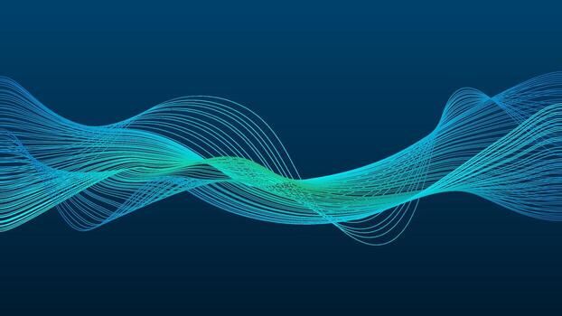 moderno ondulado líneas con vistoso brillante suave verde azulado degradado vector