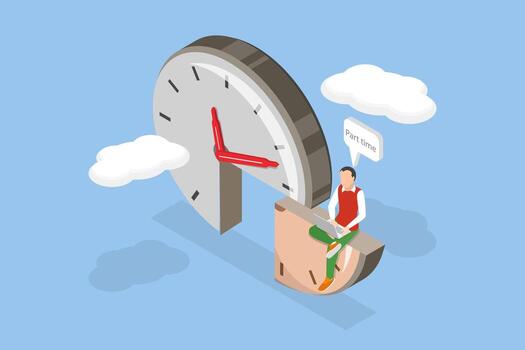 Part-time work and time management illustration vector