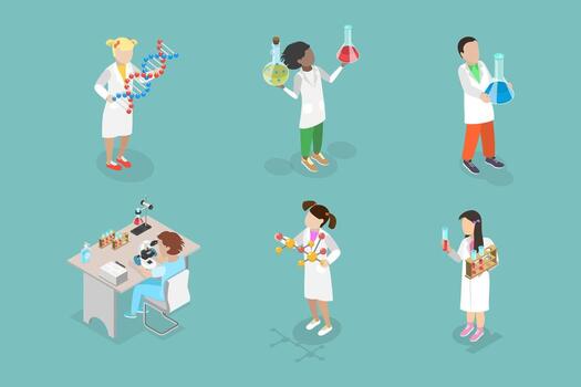 Scientists in a laboratory conducting experiments vector