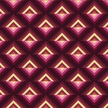 a pattern with squares and triangles in burgundy and yellow vector