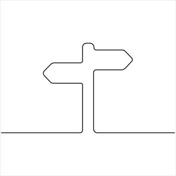 Minimal Line Art Direction Sign Icon Representing Choice, Decision, Navigation, Travel, Guidance, Path, Route, and Road Symbol. vector