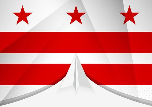 District of Columbia Flag with Abstract Paper Airplane Design, National Flag in a geometric folded paper style. vector