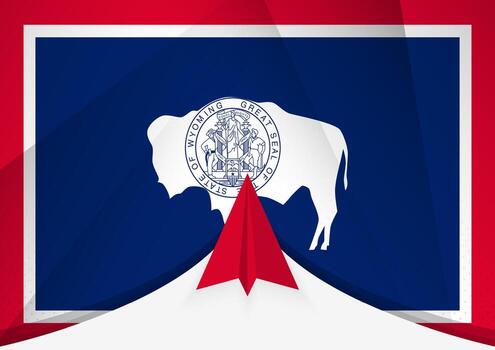 Wyoming Flag with Abstract Paper Airplane Design, National Flag in a geometric folded paper style. vector