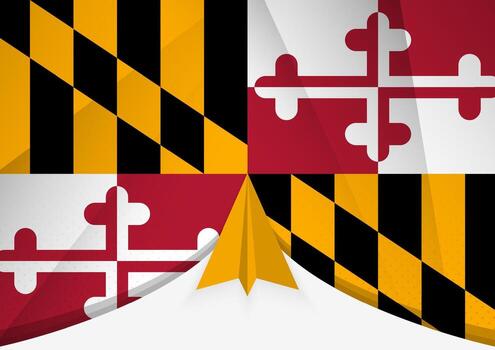 Maryland Flag with Abstract Paper Airplane Design, National Flag in a geometric folded paper style. vector